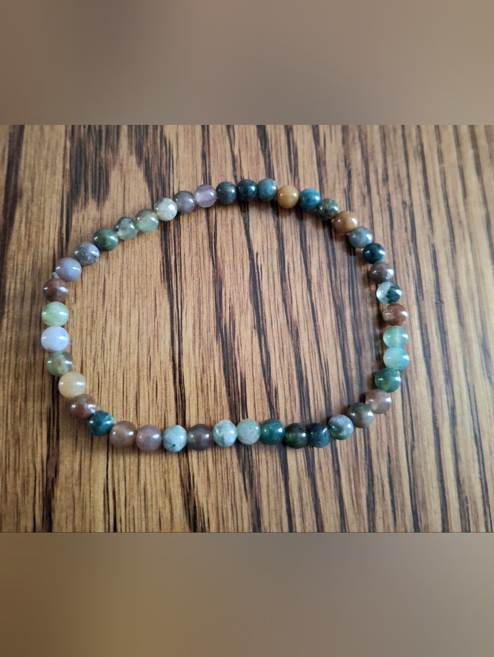 Indian Agate Natural 4mm Beaded Stretchy Bracelet 6.5"